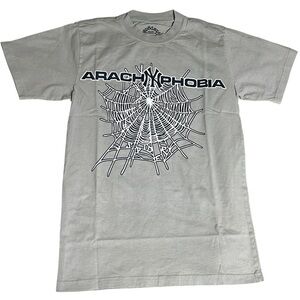 Sp5der Arach NY Phobia Tee • Grey Streetwear Graphic T-Shirt • Size S
